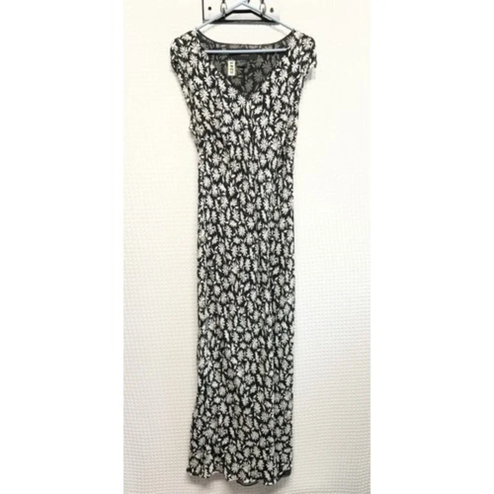 VTG August Silk Black Floral‎ Maxi Sheath Dress Women 14 China Silk/Polyester